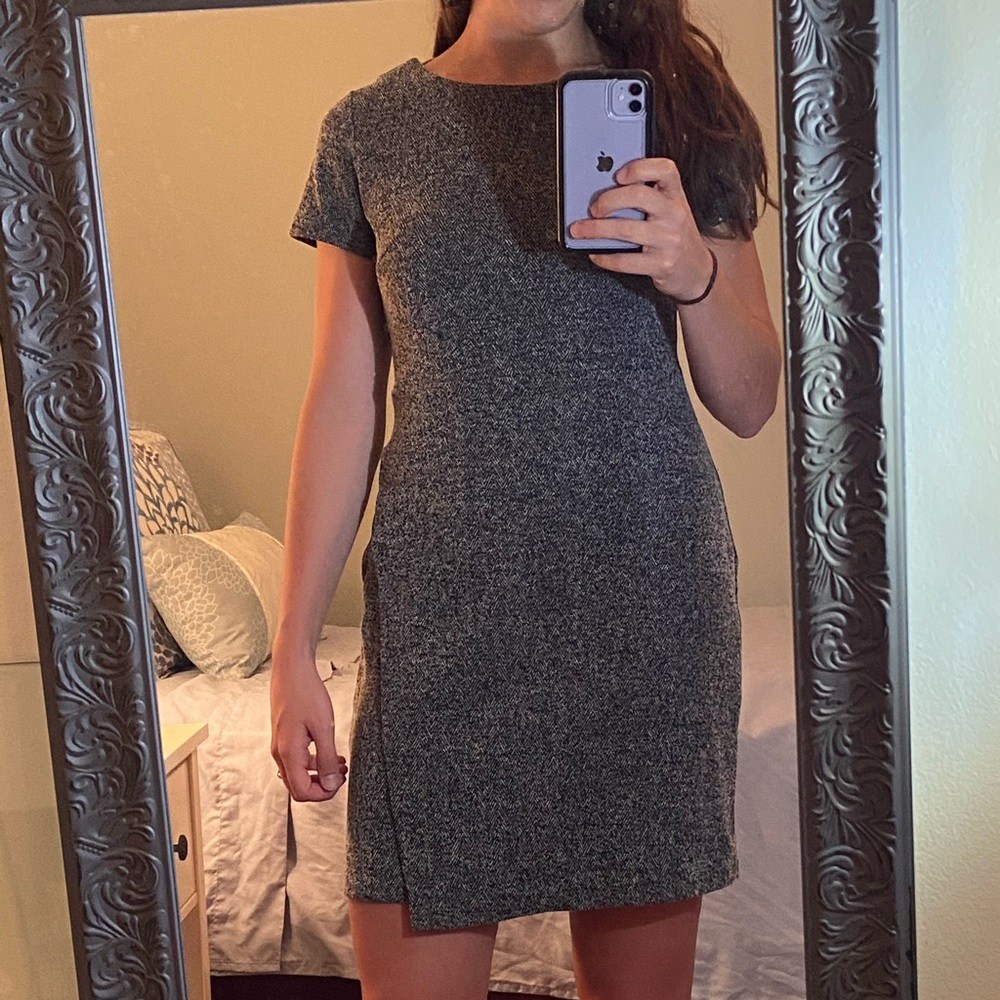 Black and light gray knit dress